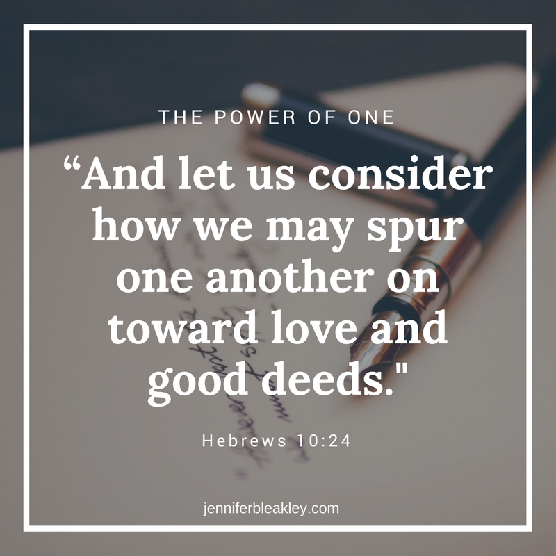 “And let us consider how we may spur one another on toward love and good deeds.